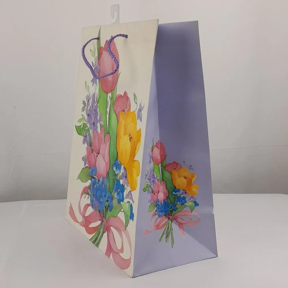 Set Of 3 Vintage Beautiful Floral Handled Gift Bags
